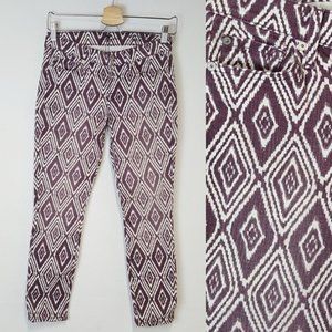 7FAM Cropped Skinny Diamond Print Jeans Size 24